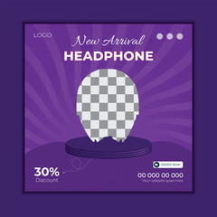 vector social media post earphone design