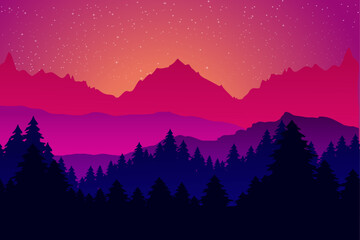 gradient mountain at night landscape background
