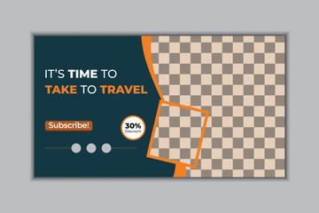 Travel youtube thumbnail design template