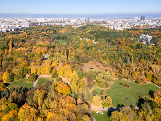 Autumn view of South Park in city of Sofia, Bulgaria