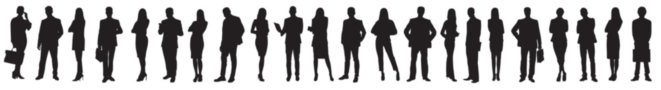 Business people silhouette. Group of business man and women silhouette