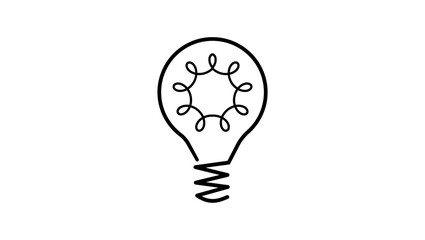 Innovation in Science, sun in bulb, simple black logo