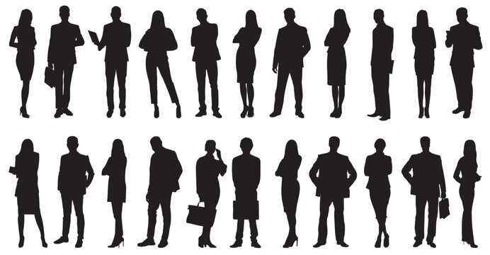 Group of people silhouettes, Business man and woman.