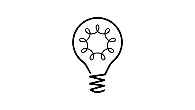 Innovation in Science, sun in bulb, simple black logo