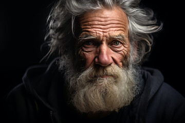 Elderly man with long white beard, generative ai