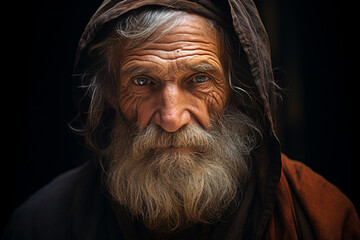 Old man with long white beard and mustache generative ai - obrazy, fototapety, plakaty
