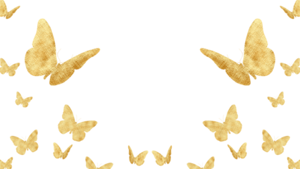 Gold shiny butterflies  with sparkles PNG for graphic design projects