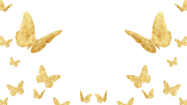 Gold shiny butterflies  with sparkles PNG for graphic design projects