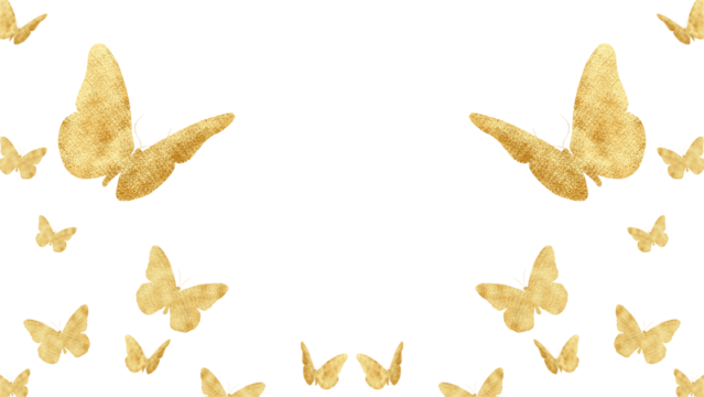 Gold shiny butterflies  with sparkles PNG for graphic design projects