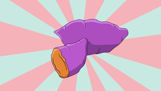 Animated sweet potato icon with a rotating background