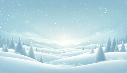 Snowy winter landscape with snow-covered trees. Generative ai.