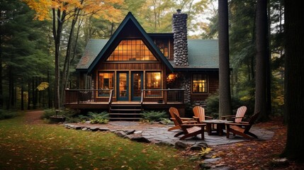 Craft a cozy cabin in the woods with "Home is where the heart is."