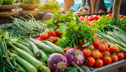 Fresh vegetables on the market. Healthy food.