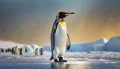 King Penguin on the ice .