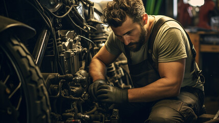 Fototapeta na wymiar young mechanic in a car repair shop