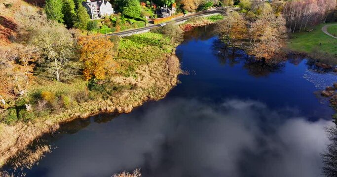Majestic autumnal view of Lake Waters in Rydal, lake district area of United Kingdom. 