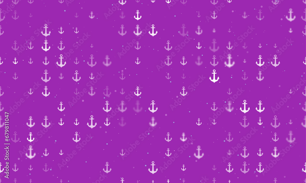 Poster seamless background pattern of evenly spaced white sea anchor symbols of different sizes and opacity