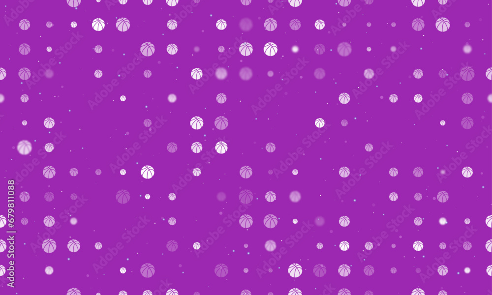 Aufkleber seamless background pattern of evenly spaced white basketball symbols of different sizes and opacity