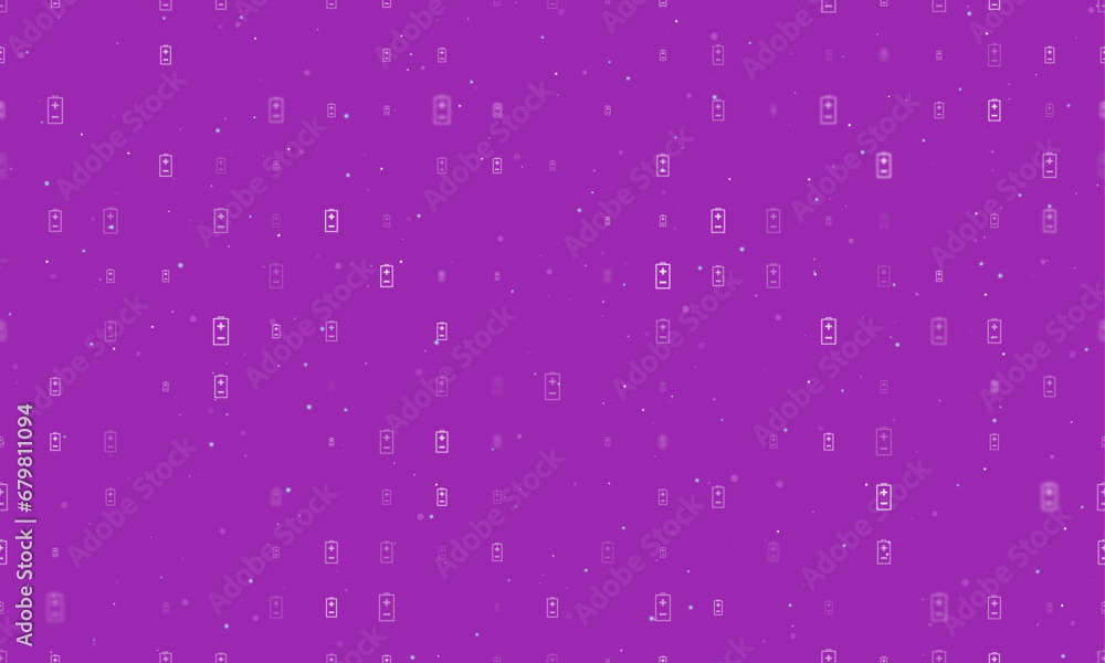 Aufkleber seamless background pattern of evenly spaced white battery symbols of different sizes and opacity. v