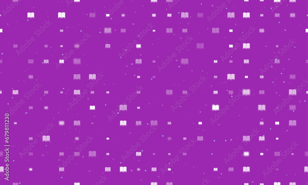 Aufkleber seamless background pattern of evenly spaced white book symbols of different sizes and opacity. vect