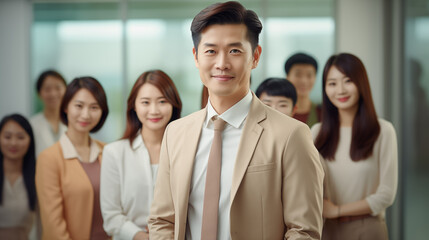 Obraz premium A happy team of Asian business people