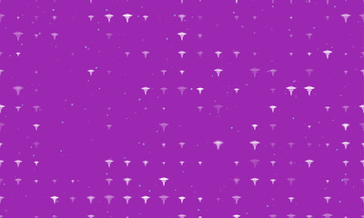 Seamless background pattern of evenly spaced white caduceus symbols of different sizes and opacity. Vector illustration on purple background with stars