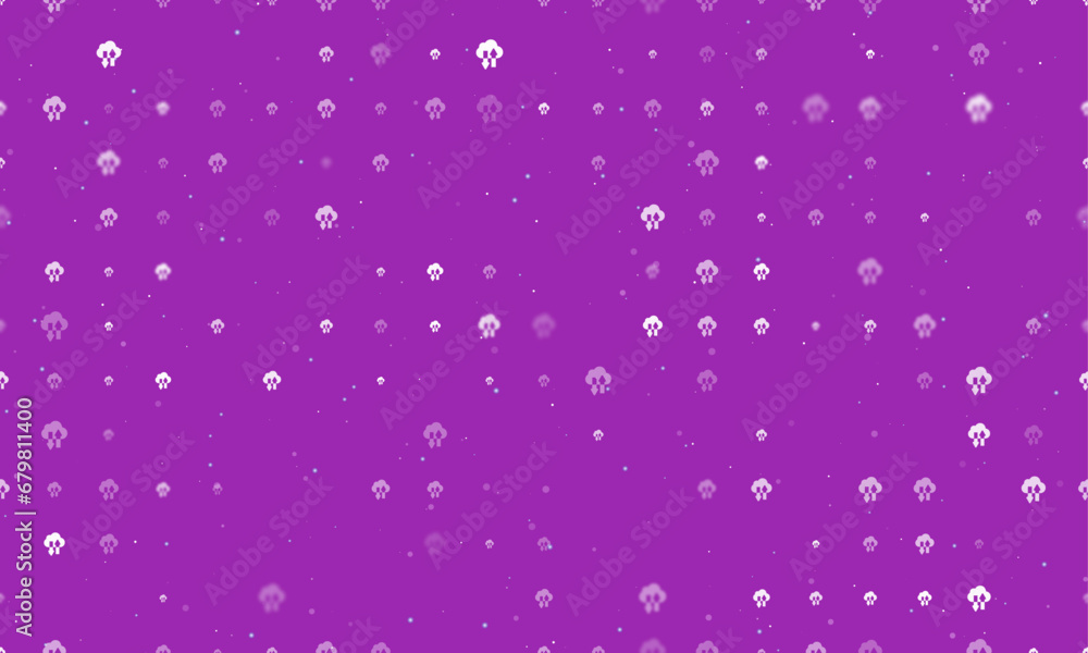 Poster seamless background pattern of evenly spaced white cloud technology symbols of different sizes and o