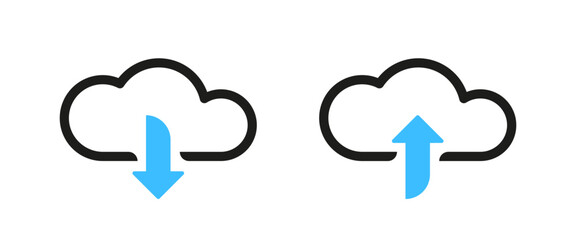 Download and upload data server cloud vector icons