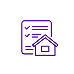 Building permit icon, house permission line vector