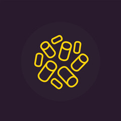 wood pellets line icon, vector