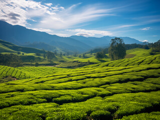 Tea plantations in India. Beautiful tea plantations landscape