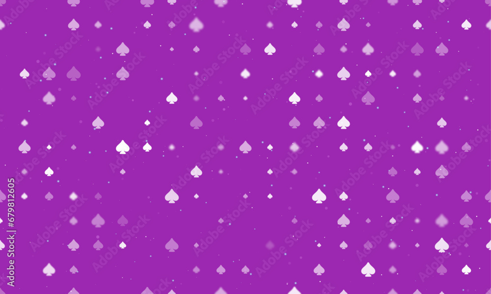 Poster seamless background pattern of evenly spaced white spades of different sizes and opacity. vector ill