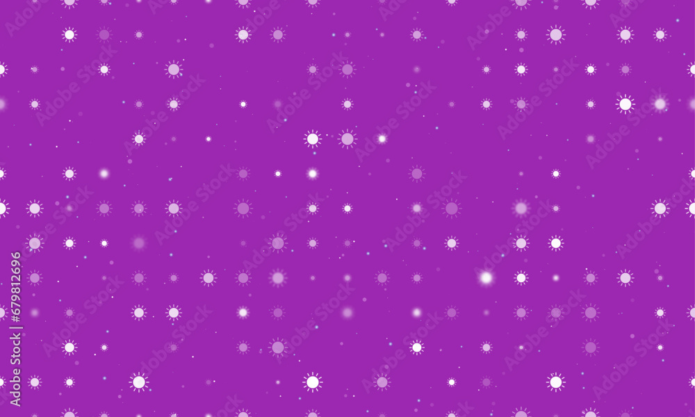 Poster seamless background pattern of evenly spaced white suns of different sizes and opacity. vector illus