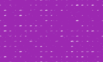 Seamless background pattern of evenly spaced white sport car symbols of different sizes and opacity. Vector illustration on purple background with stars