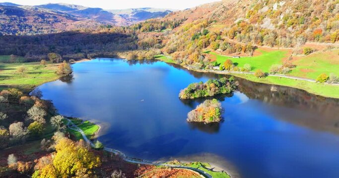 Majestic autumnal view of Lake Waters in Rydal, lake district area of United Kingdom. 