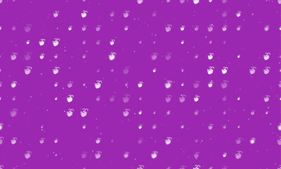 Seamless background pattern of evenly spaced white washing hands symbols of different sizes and opacity. Vector illustration on purple background with stars