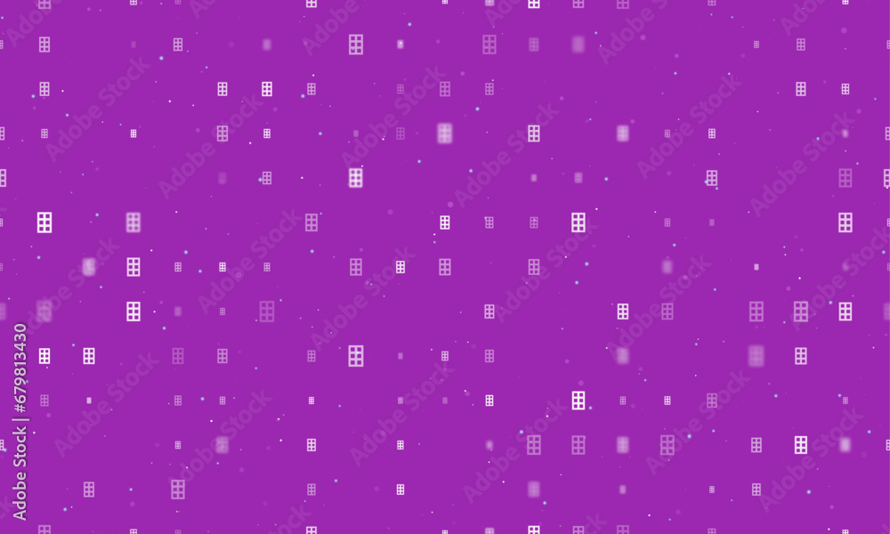 Poster seamless background pattern of evenly spaced white office building symbols of different sizes and op