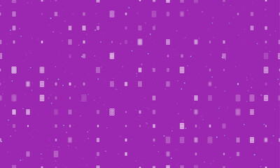 Seamless background pattern of evenly spaced white office building symbols of different sizes and opacity. Vector illustration on purple background with stars