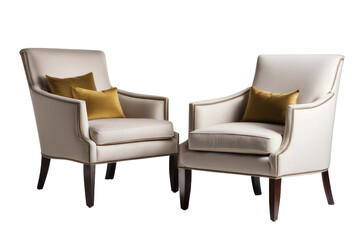 a high quality photograph of two armchairs isolated on white background with clipping path full