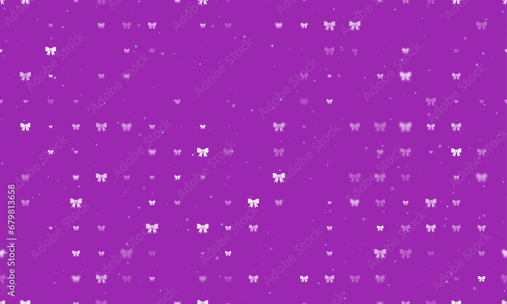 Poster seamless background pattern of evenly spaced white bow symbols of different sizes and opacity. vecto