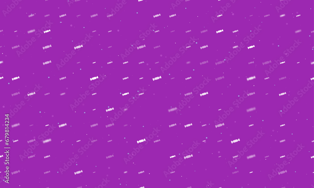 Poster seamless background pattern of evenly spaced white candy symbols of different sizes and opacity. vec