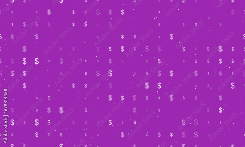 Aufkleber seamless background pattern of evenly spaced white dollar symbols of different sizes and opacity. ve