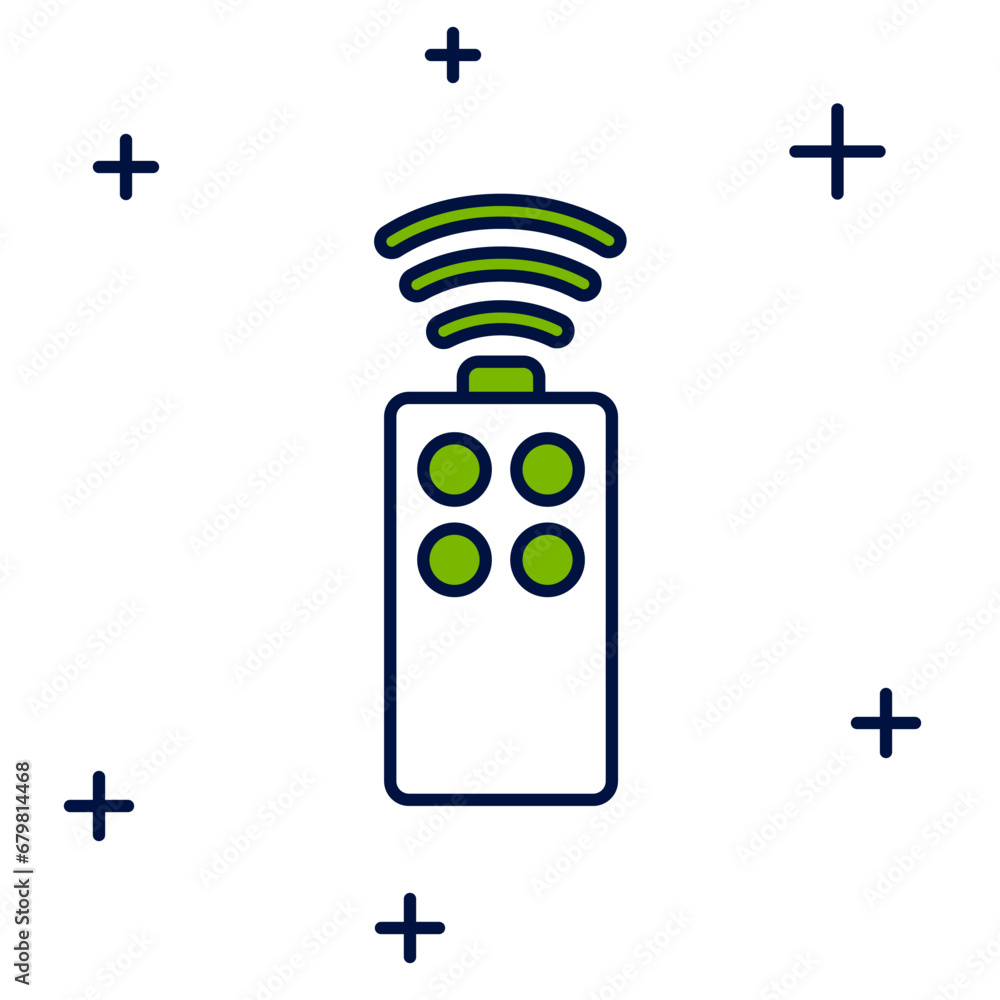 Poster filled outline remote control for the camera icon isolated on white background. an auxiliary device 