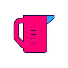 Filled outline Measuring cup to measure dry and liquid food icon isolated on white background. Plastic graduated beaker with handle. Vector