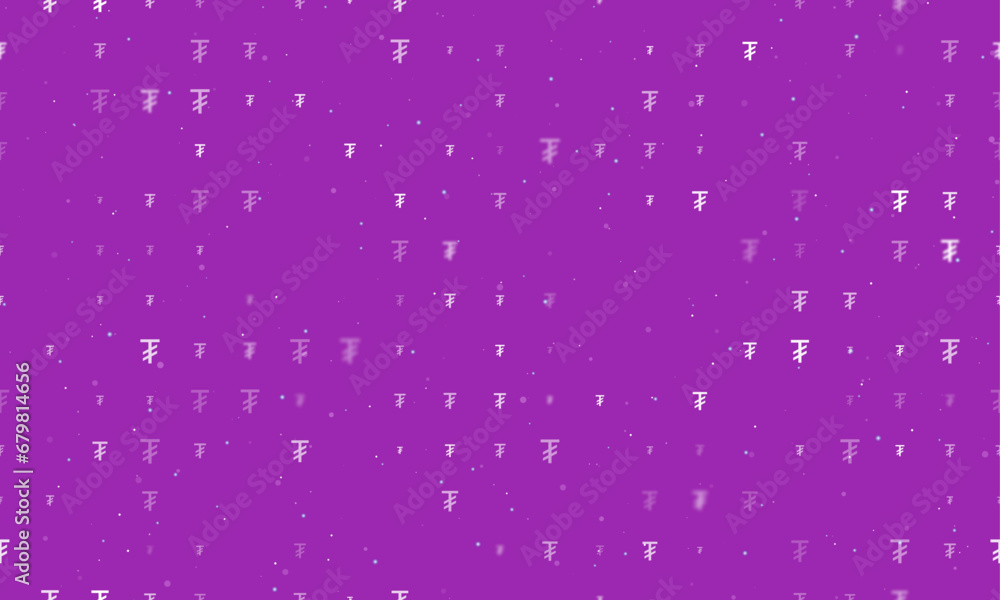 Poster seamless background pattern of evenly spaced white tugrik symbols of different sizes and opacity. ve