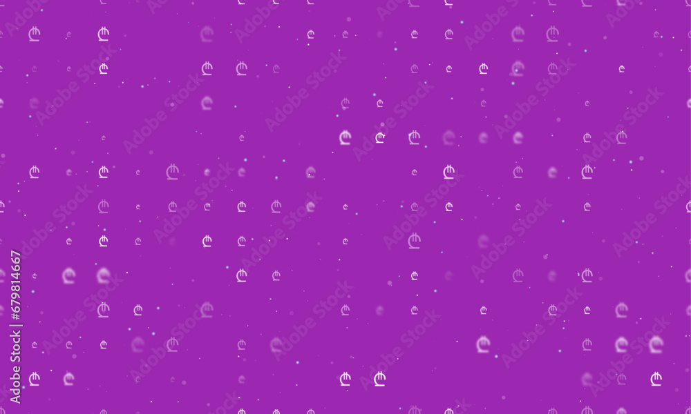 Poster seamless background pattern of evenly spaced white lary symbols of different sizes and opacity. vect