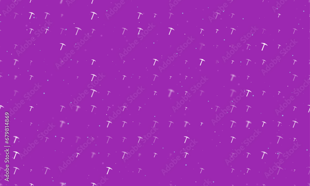 Poster seamless background pattern of evenly spaced white pickaxe symbols of different sizes and opacity. v