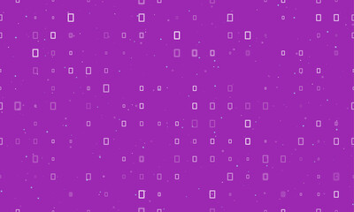 Seamless background pattern of evenly spaced white photo frame symbols of different sizes and opacity. Vector illustration on purple background with stars