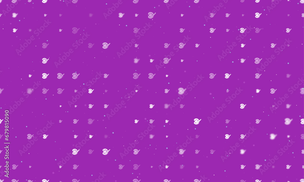 Poster seamless background pattern of evenly spaced white palette symbols of different sizes and opacity. v