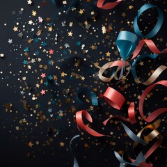 Image of a set of confetti celebration elements, AI generator